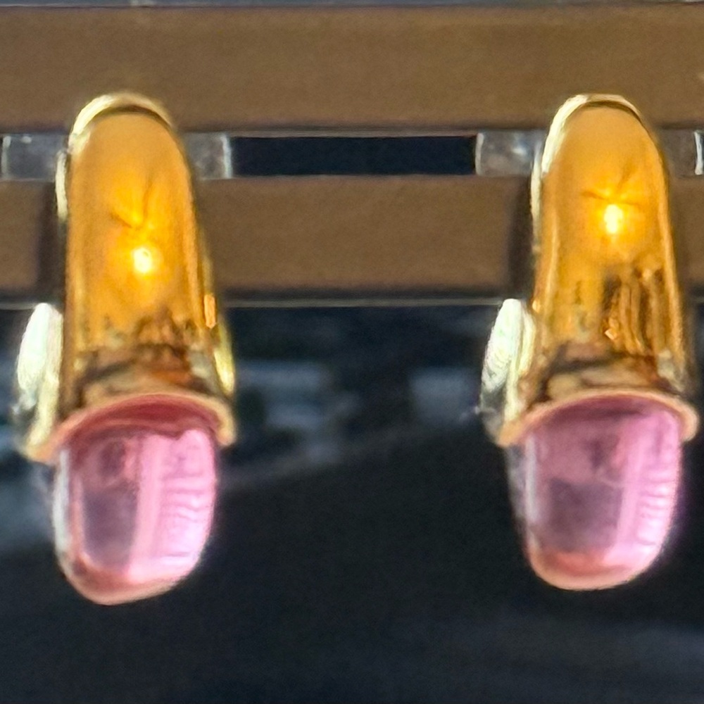 Lele Sadoughi pink tourmaline dome drop earrings - Picture 6 of 6